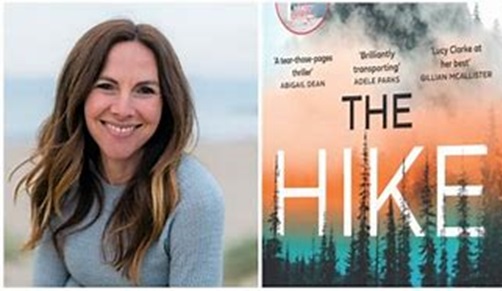 Dust-jacket of a book, showing photo of female author and title "The Hike"