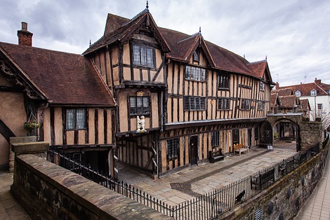 large 3-storey half-timbered building