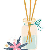 Cartoon drawing of aromatherapy oil & sticks