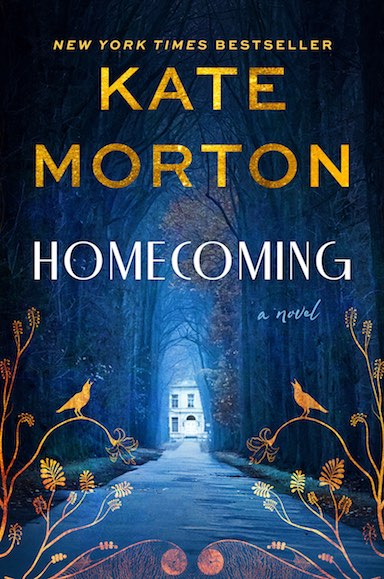 Book cover showing title, Homecoming' and author, Kate Morton on a dark blue background
